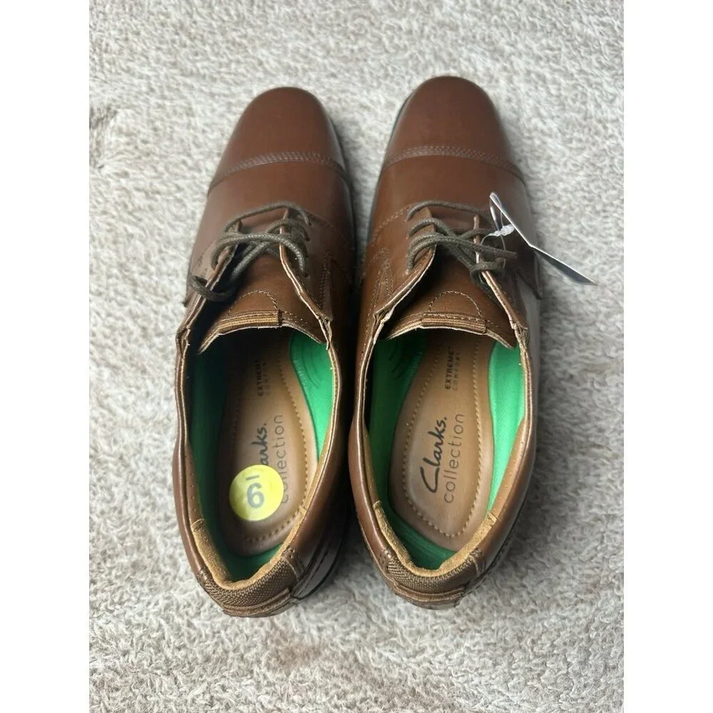 Clarks Cap Toe Oxford Lite Brown Leather Dress Shoes Men’s Size 9 M